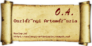 Oszlányi Artemíszia névjegykártya